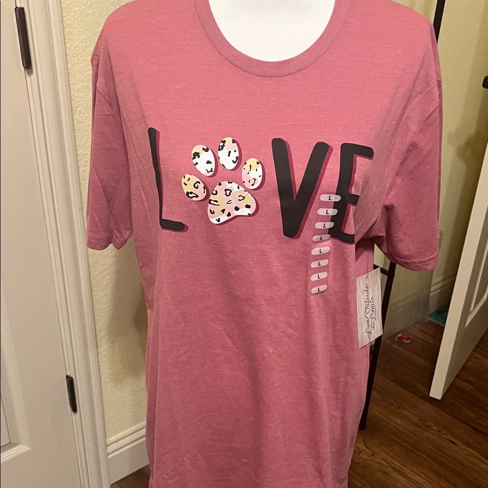 Pink Love Paw Print Long Sleeve Tee size L